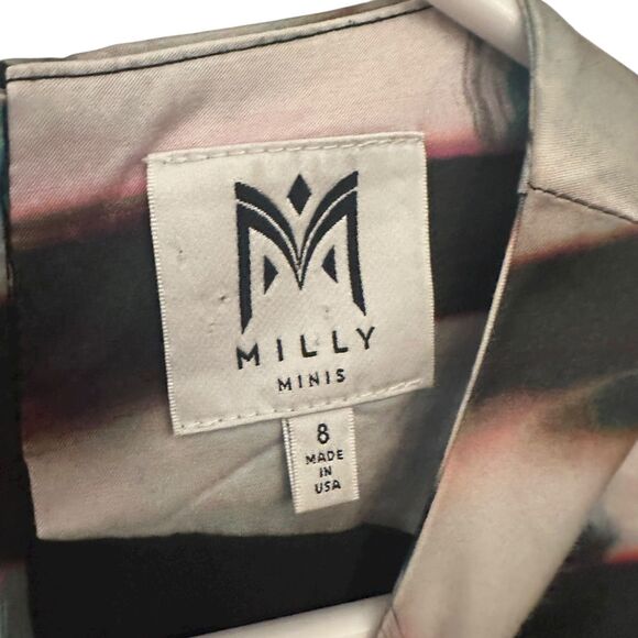 Milly Minis Girls Beige, Black & Pink Sleeveless Zip Back Shift Dress Pockets 8 - Picture 5 of 8